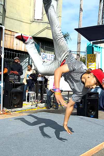 Boy dancing on hands at Potrero Fest 2010 photo